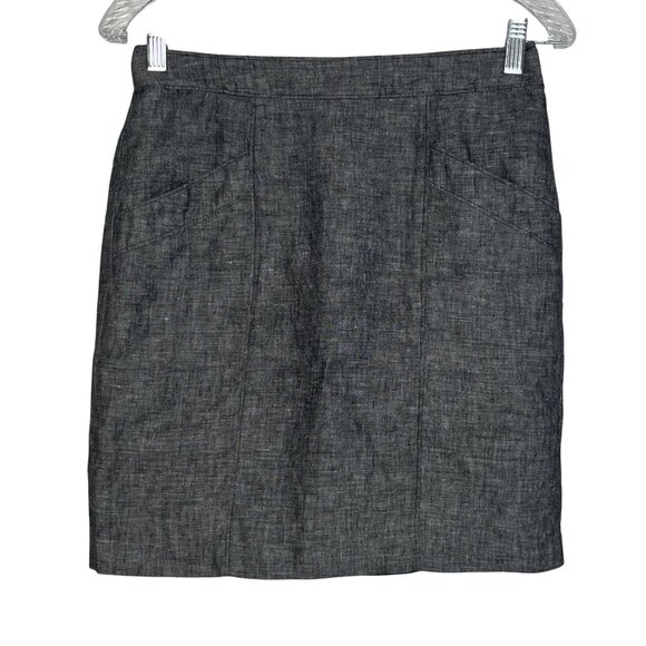 Ann Taylor Pencil Skirt Linen Womens Size 4 Gray Lined Business Professional - Picture 1 of 9